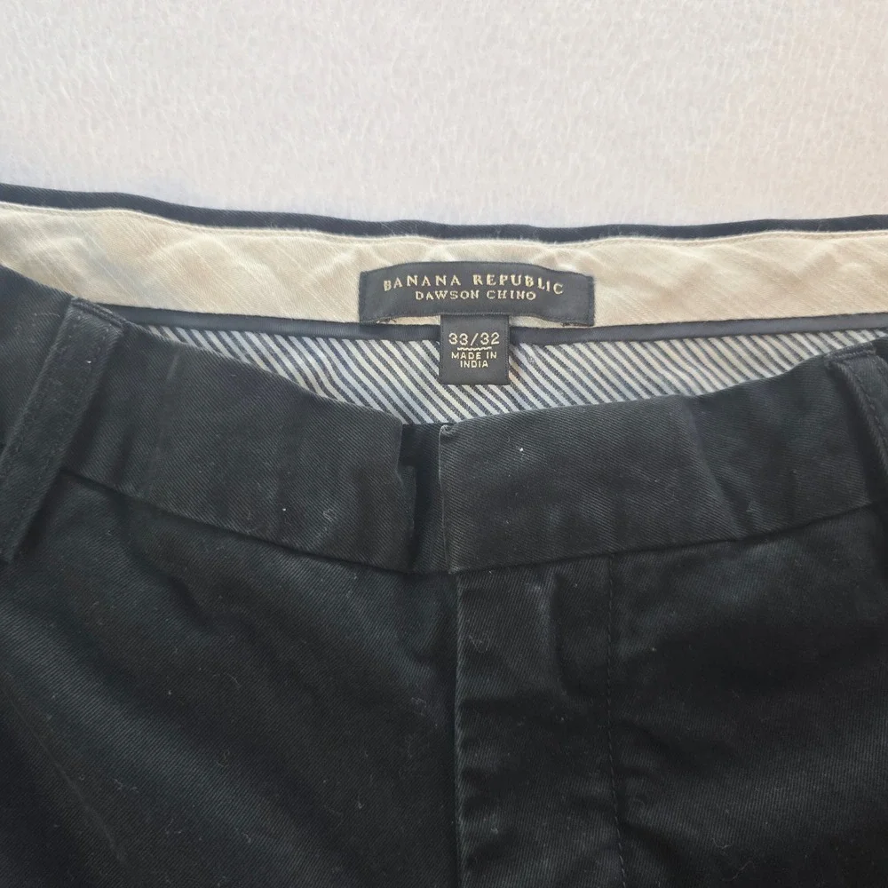 Banana Republic Mens Dawson Chino   Black Straight Leg Cotton Pants 33x32